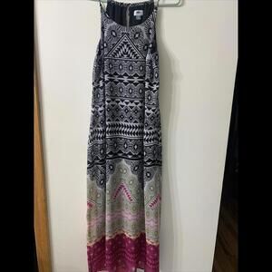 Old Navy Women’s Geometric Maxi Dress Sleeveless Keyhole Back Sz M Sheer Beach‌